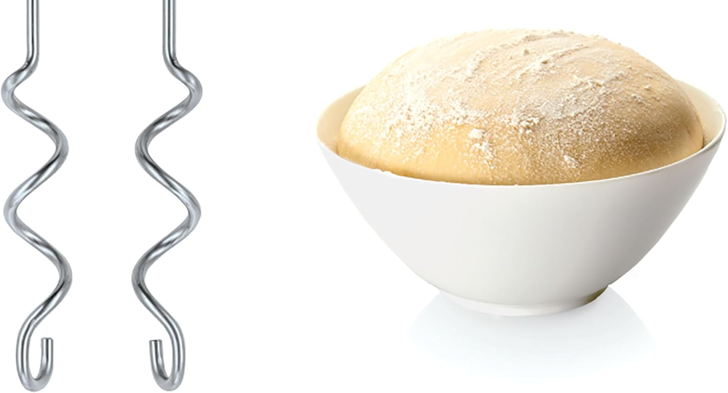 Bosch Handrührer MFQ3540, Handrührgerät, 2 Rührbesen, 2 Edelstahl-Knethaken, spülmaschinengeeignet, 5 Stufen, Pürierstab, Mixbecher, 450 W, weiß – Bild 3