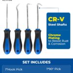 Präzisions-Haken- und Dietrich-Set, 4-teilig, Chrom-Vanadium-Stahlschaft, zum Entfernen von Schläuchen und Dichtungen (Blau)