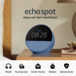 Amazon Echo Spot (neueste generation), smarter Wecker mit sattem Klang und Alexa, Blau