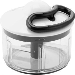 Tefal 5-Sekunden Zerkleinerer K13303, Ohne Strom, Fassungsvermögen: 500 ml, Multizerkleinerer für Gemüse, Obst, Zwiebeln, Nüsse, Knoblauch, Babynahrung, Weiß/Schwarz/Transparent