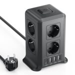 Mehrfachsteckdose mit USB C, 8 Fach Steckdosenleiste mit Schalter, Steckdose mit 4 USB, Mehrfachstecker 3M Verlängerungskabel, Steckdosenwürfel mit Überspannungsschutz für Zuhause,Büro,Küche,2500W