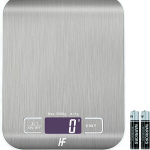 HomeFashion Digitale Küchenwaage 5kg 1g 11lb Edelstahlplattform, LED-Display, Präzisions-Lebensmittelwaage für Küche, Kochen, Backen, Zuhause und Büro