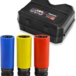 Hairich Schlagschrauber Nüsse 1/2" Set – Steckschlüsselsatz mit Felgenschutz für Radwechsel, 17/19/21 mm Langnüsse, Stecknuss Set für Alufelgen & Reifenwechsel