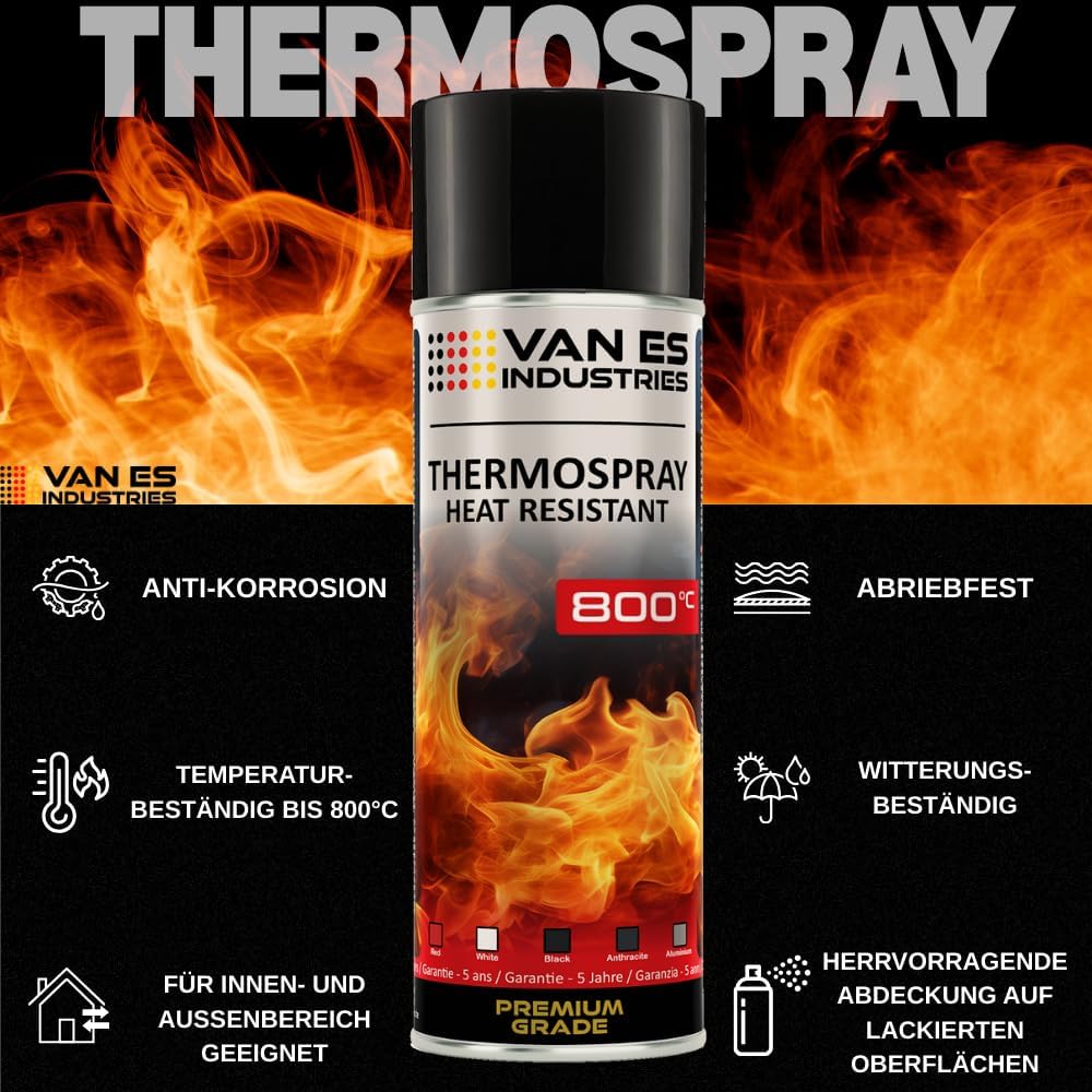 Thermolack Spray Ofenlack Auspufflack Hitzebeständiger Lack Ofenfarbe 800°C div. Farben (Schwarz) – Bild 2