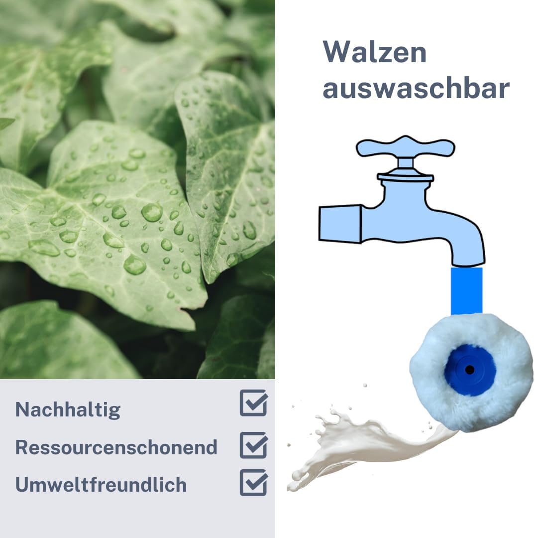 Profi Eckenroller Eckroller Eckwalze + Ersatzrollen Farbroller Maler Farbwalze - Farbauftrag in Ecken, Kanten und engen Räumen…(Bügel + 3 Rollen) – Bild 5