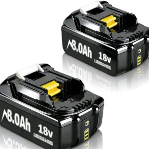 2X 18V 8.0Ah Akku für Makita, Powtree Ersatzakku für Makita 18V BL1860B Kompatibel mit BL1860 BL1850 BL1850B BL1840 BL1840B BL1830 BL1830B BL1815 LXT Akku-Elektrowerkzeuge mit LED-Anzeige