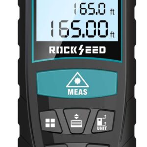 Laser-Entferungsmesser, RockSeed Digitaler Lasermessgerät mit 2 Blasenebenen,Tragbarer Lasermessgerät M/In/Ft Einheit Hintergrundbeleuchtetes LCD zur Messung Entfernung/Fläche/Volumen/Pythagorean
