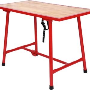 Wiltec Werkbank 120 x 62,5 x 83 cm klappbar, Werktisch faltbar, klappbarer Arbeitstisch bis 300 kg belastbar, Werkstatteinrichtung aus Stahl und Holz