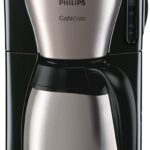 Philips Café Gaia Filterkaffeemaschine – Edelstahl-Thermoskanne, Tropf-Stopp, Intensives Aroma, Automatische Abschaltung, 1.300 ml, Schwarz (HD7546/20)