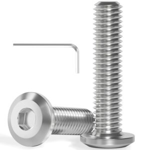 20 Stück M6x20 Schrauben, Flachkopfschrauben, Edelstahl A2 V2A, Innensechskant, Vollgewinde, mit Innensechskantschlussel