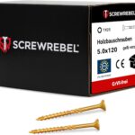 Holzbauschraube 5x120 mm - 100 Stück, gelb verzinkt, TX 25, Cut-Spitze, Reibteil, ETA | SCREW REBEL