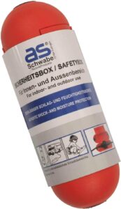 as - Schwabe Sicherheitsbox, Sicherheit für Schuko, Stecker und Buchse, Zuverlässiger Schutz vor Außeneinwirkungen, Hervorragend für den Außenbereich, mit praktischem Aufhänge-Haken, Rot, 48707