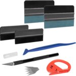 AiQInu 7 Stück Rakel für Folie, Rakelset zum Folieren, Rakel Set für Folierung mit Filzrakel Rakel, Präzisionsmesser,Cutter,Messer mit 5 Klingen, Folienrakel, für Fensterfolien und Auto Folien