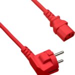 DINIC Stromkabel Netzkabel CEE 7/7 Schutzkontaktstecker auf C13, VDE, (1,80m, rot)