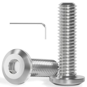 20 Stück M6x12 Schrauben, Flachkopfschrauben, Edelstahl A2 V2A, Innensechskant, Vollgewinde, mit Innensechskantschlussel