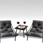 Gartenmöbel Set 3 teilig, Balkonmöbel Set, Balkonmöbel Kleiner Balkon mit Abnehmbar Kissen & Tisch, Lounge Gartenmöbel, Bequemer Balcony Furniture Sitzgruppe (grau)