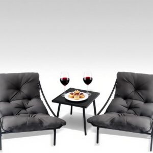 Gartenmöbel Set 3 teilig, Balkonmöbel Set, Balkonmöbel Kleiner Balkon mit Abnehmbar Kissen & Tisch, Lounge Gartenmöbel, Bequemer Balcony Furniture Sitzgruppe (grau)