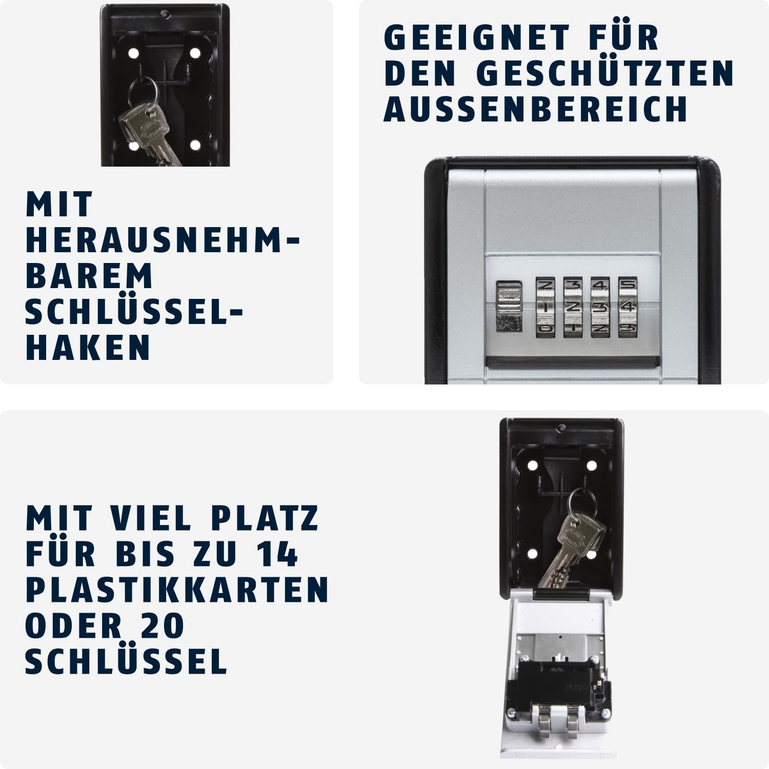 ABUS KeyGarage 787 - Schlüsselbox zur Wandmontage - für Schlüssel oder kleine Wertgegenstände - 46331 - Schwarz-Silber – Bild 3