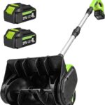 Akku Schneefräse Schneeräumer | 30cm Arbeitsbreite | 15cm Schneehöhe | Variable Auswurfrichtung | Wurfweite 6m | mit 2x4Ah Akku & Ladegerät