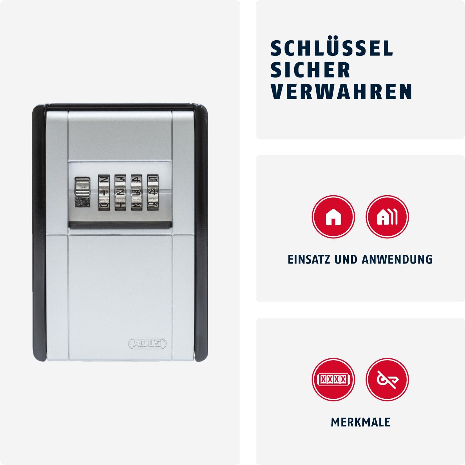 ABUS KeyGarage 787 - Schlüsselbox zur Wandmontage - für Schlüssel oder kleine Wertgegenstände - 46331 - Schwarz-Silber – Bild 2