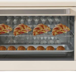 Elektrobackofen,Mini-Backofen 22L,Backofen Mit Umluft,Weiss Stahl-Glas,1000W 4 Heizrohre,248-482°F Timer 60Min,Grillpfanne Und Rost,Kompakt Für Familie Pizza Kuchen,Easy Clean,42×25×37Cm
