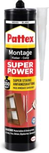 Pattex Montagekleber Super Power, Baukleber mit superstarker Anfangshaftung, Kraftkleber für saugende Materialien, Kleber für innen & außen, 1 x 370g
