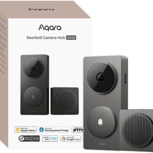 Aqara Smart Türklingel Kamera G410 mit Chime, 2k, Homekit-Sicherheits-Video, 2-Wege Audio, Integrierte Matter Hub, drahtlos/draht, unterstützt Apple Home, Google, Home-Assistant, 2.4G/5GHz WLAN, Grau