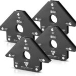 STAHLWERK Schweißmagnet 4er Set – je 22,6 kg (50 lbs) Haftkraft, 45° | 90° | 135° Winkel, starke Magnet-Schweißwinkel mit Rundloch zum präzisen Positionieren von Werkstücken bei Löt- & Schweißarbeiten