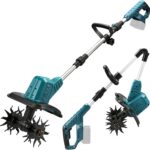 Akku-Bodenhacke kompatibel mit Makita 18V Akku, 550W Faltbar Gartenfräse mit 22cm Arbeitsbreite 17 cm Arbeitstiefe, Bürstenlos Bodenfräse Elektro Motorhacke für Garten und Rasen (Ohne Akku)