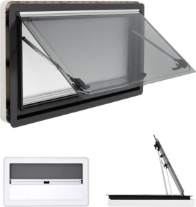 DIFU Ausstellfenster 900x500mm Wohnwagen Fenster mit ECE R43 Geprüft, Doppel Acrylglas Fenster Camper Ausbau, Wohnmobilfenster Van Kastenwagen mit Fliegengitter und Rollo, Insektenschutz