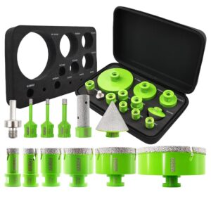 Fliesenlochsägen-Set - M14 Diamant-Kernbohrer-Set 12 Stück (6/6/8/20/25/35/50/68/110mm+20F+50B+Hex Adapter) für Fliesen Porzellan Granit Marmor