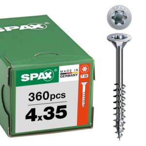 SPAX Universalschraube 4 x 35 mm, 360 Stück - Holzschrauben, Teilgewinde, Senkkopf, T-STAR plus T20, 4CUT Spitze, WIROX Beschichtung - 8000000276743