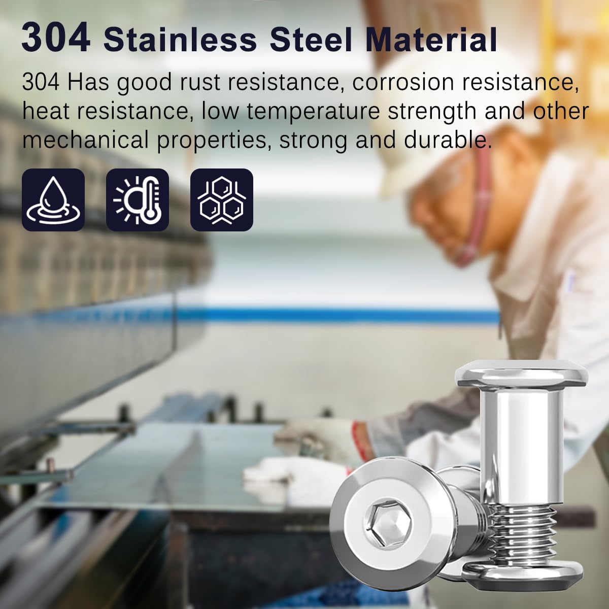 Drenky 10 Stück Hülsenschrauben M5 Verbindungsschrauben Edelstahl A2 V2A Möbelschrauben M5 x 10mm Hülsenmutter für Möbeln, Schränken, Holzbret (10 x Möbelschrauben, 10 x Hülsenmutter) – Bild 4