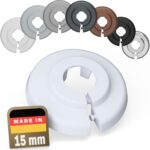 FUX 10 St. Heizungsrohr Rosette 15mm Abdeckung Verkleidung - Einzelrosetten Weiß für Heizkörperrohre