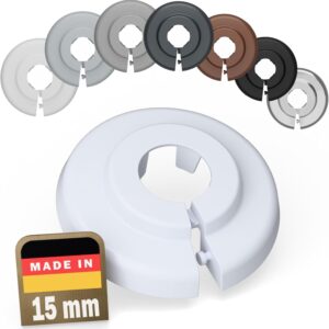 FUX 10 St. Heizungsrohr Rosette 15mm Abdeckung Verkleidung - Einzelrosetten Weiß für Heizkörperrohre