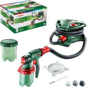Bosch Farbsprühsystem PFS 7000 (1400 W, 2X Farbbehälter 1000 ml, 3X Düsen für Wandfarben, Lackfarben, Lasuren, Farbfilter, Reinigungsbürste, im Karton)