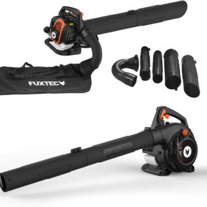 FUXTEC Profi Benzin Laubsauger FX-LBS126P Laubbläser Häcksler 3in1 Funktion inkl. Blasrohr, 2tlg Saugrohr+Fangsack, Anti-Vibrations-Funktion – durch vom Griff entkoppeltem Motor
