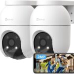 EZVIZ 2MP Überwachungskamera Aussen, WLAN IP Kamera mit 360° Abdeckung und Zwei-Wege-Audio, Personenerkennung mit Smart Tracking, Aktive Verteidigung mit Ton und Licht, wasserdicht, C8c 2 Pack