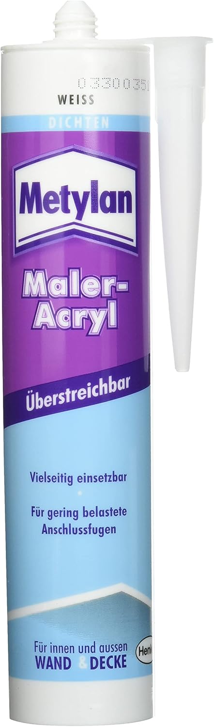 Amazon Basics Robuste Kartuschen pistole, 310 ml & Metylan Maler-Acryl Wand & Decke, für innen und außen, für bewegungsarme Fugen, einfache Handhabung, überstreichbar, Weiß, 1x300ml – Bild 5