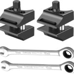 2 Stück Federbein Spreizer Werkzeug mit Geteilter Nabe, Achsschenkel Spreizer Universal, Doppelseitiges Stahl inkl Schlüssel, Traggelenke Stoßdämpfer Werkzeug, Spreizwerkzeug für VW, KFZ und Auto