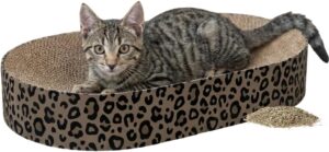 Trixie Kratzbrett Leo aus Pappe 63 × 10 × 35 cm, Kratzspielzeug mit Katzenminze, braun - 48035