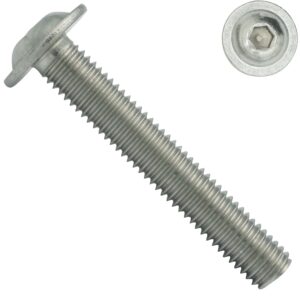 Linsenkopfschrauben mit Flansch und Innensechskant (ISK) - M6x100 - (5 Stück) - ISO 7380-2 - rostfreier Edelstahl A2 V2A - Vollgewinde - Flanschschrauben - Flachkopfschrauben - SC7380-2