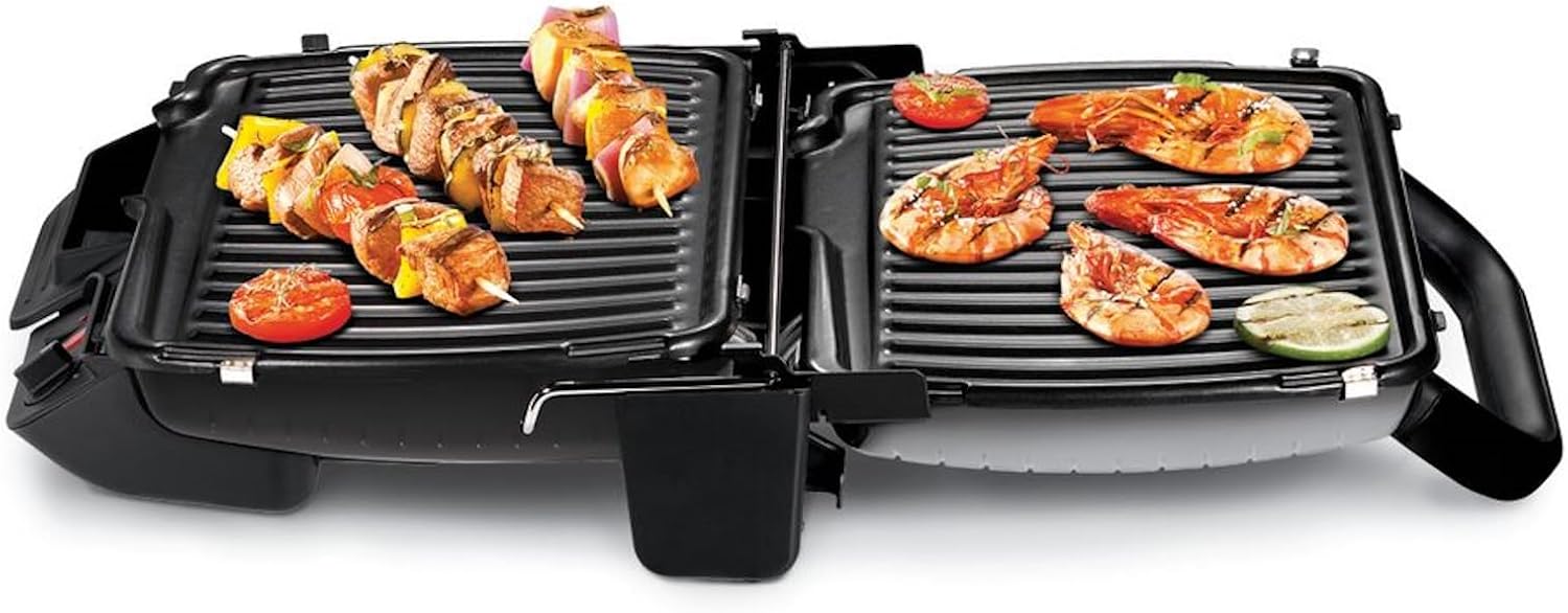 Tefal 3in1 Kontaktgrill, mit Überback-Funktion, doppelte Grillfläche wenn aufgeklappt als Tischgrill/BBQ, Sandwich, Steak, Panini, regelbarer Thermostat, antihaftbeschichtet, Grau, GC3060 – Bild 2