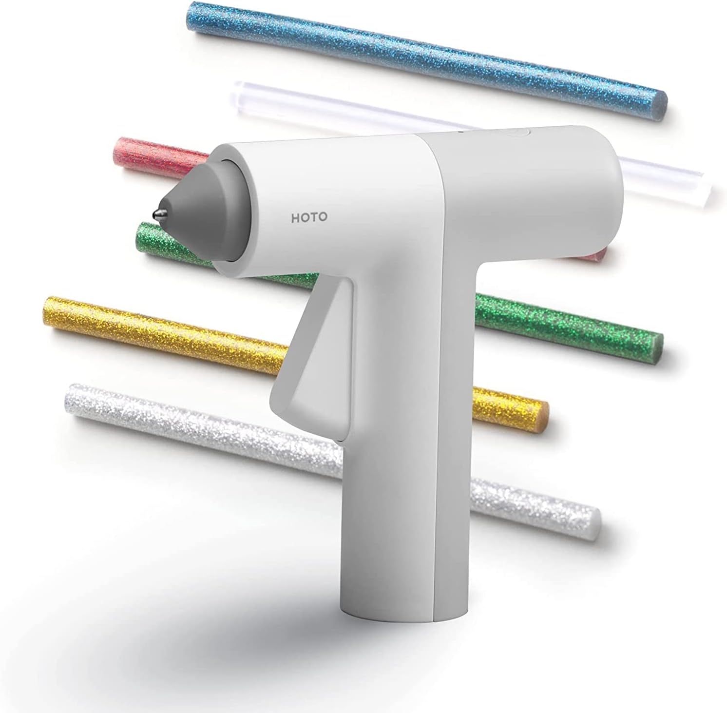 HOTO Heißklebepistole Akku Heissklebepistole, 30s Schnell Aufheizen Klebepistole, Typ-C Hot Glue Gun mit 10 Klebesticks, Heißklebepistole Kabellos für DIY, Haus & Büro Reparatur