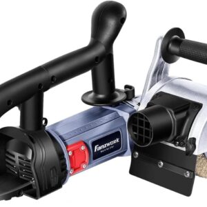 FANZWORK V2 1500 Watt Satiniermaschine Schleifmaschine Bürstenschleifgerät zur Renovierung von Oberflächen, mit Staubsaugung-Anschluss, Drehzahlregelung, Kugelgriff, Stahldrahtbürste