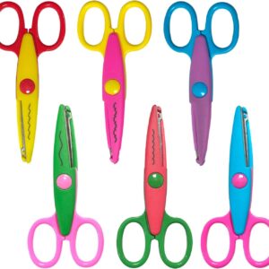 6 Stück Bastelschere Set, Zickzackschere Kreativscheren Gezackte Scheres 6 Farben, DIY Wellenschere Zick-Zack-Schere Zickzack-Schere für Handwerk Stoff Basteln Papierschneiden Handwerk Scrapbooking