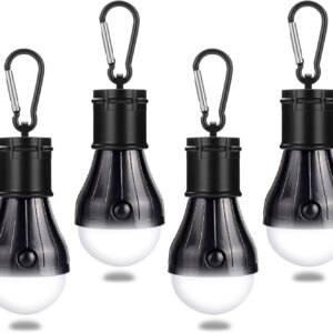 Campinglampe mit Karabiner Camping Lantern 4 Stücke LED Zeltlampe Glühbirne Set Lampen wasserdicht Rucksack