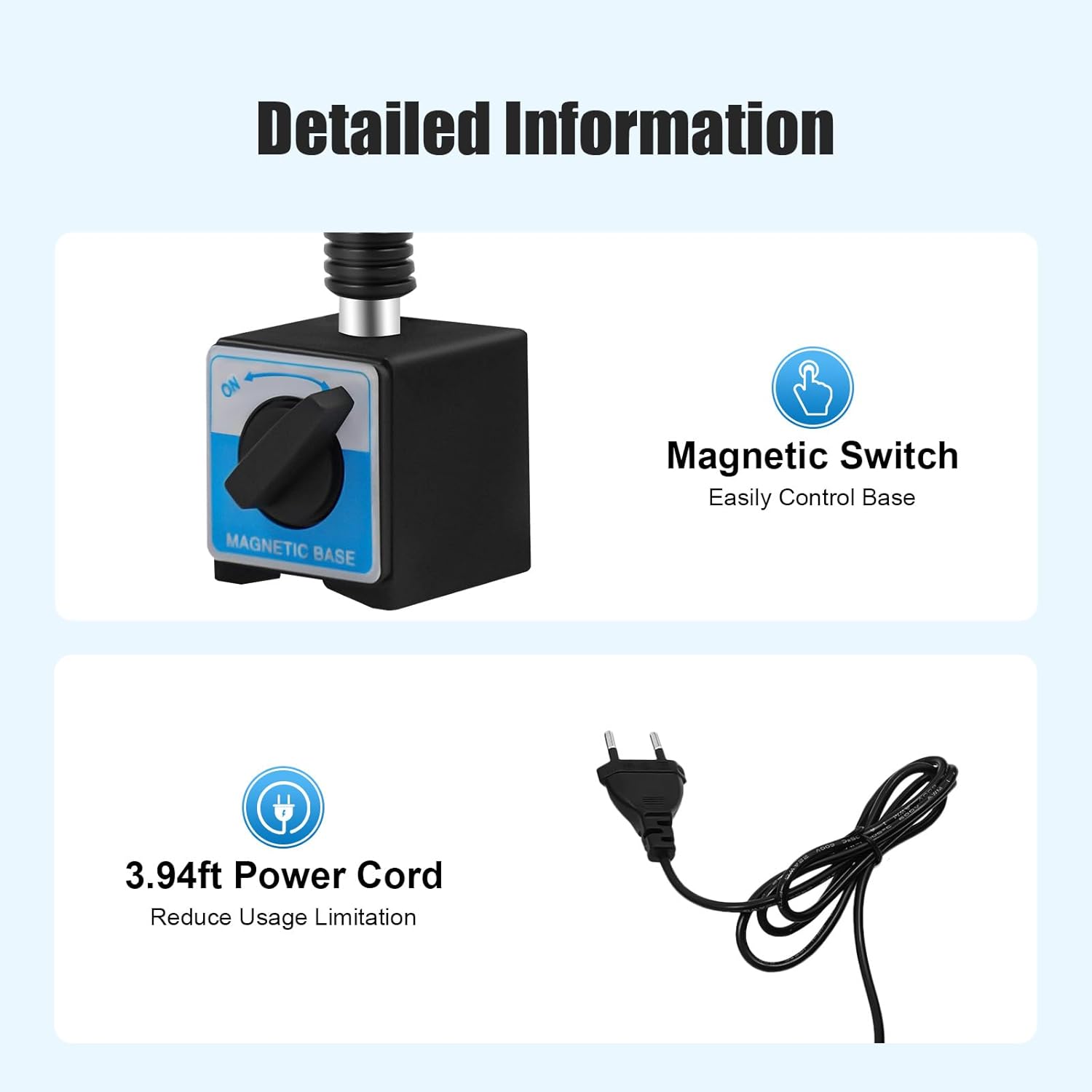 Maschinenlampe mit Magnetfuß LED CNC Lampe 5W 500-600lm Flexibler Schwanenhals Arm 110-220V Arbeitsleuchte IP50 Wassergeschützt für Drehmaschine Fräsmaschine Bohrmaschine Werkbank Nähmaschine – Bild 2