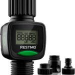 RESTMO Wasserzähler, Wasserdurchflussmesser mit hohe Messgenauigkeit, Messung des Gallonen-/Literverbrauchs und der Durchflussmenge für Gartenbewässerung, Rasensprenger und Gartenbrause