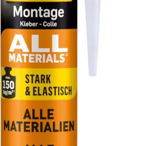 Pattex Montagekleber All Materials, stark haftender Alleskleber, Kraftkleber für innen & außen, Kleber für saugende und nichtsaugende Materialien, 1 x 450g
